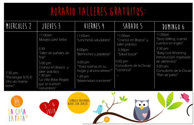 talleres horarios
